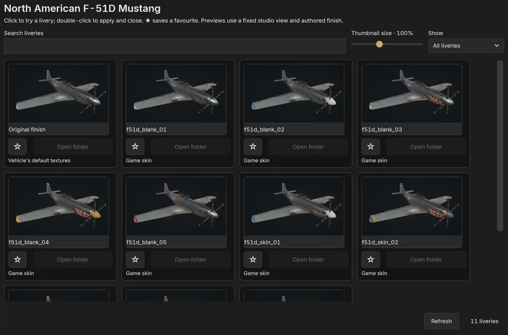 The livery browser: pictures of every F-51D livery