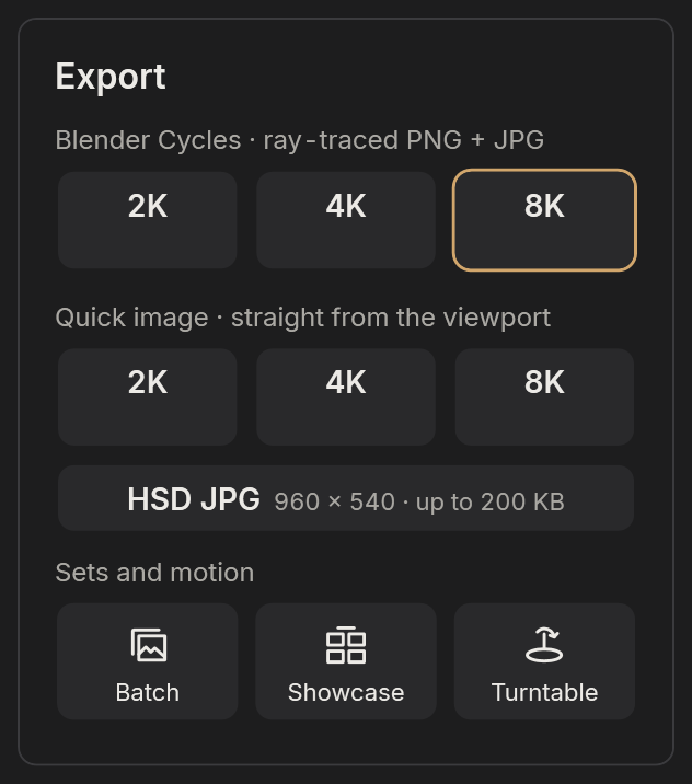The Export menu