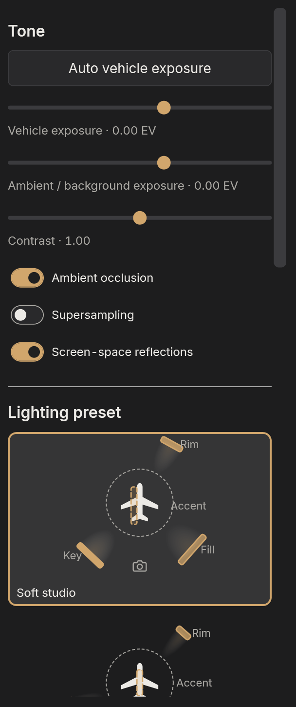 The Lighting tab