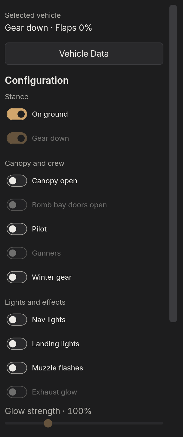 The Vehicle tab